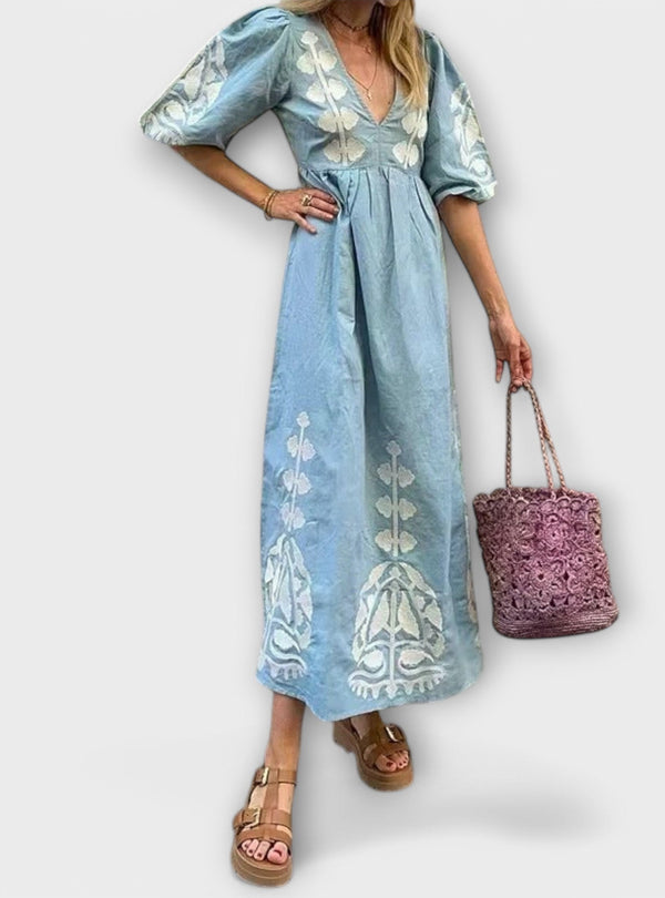 Sílvia - Vestido Estampado para uma Elegância sem Esforço