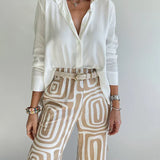 Conjunto de Pantalona Elegante Ema – Inclui Blusa e Cinto