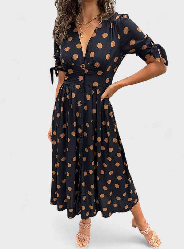 Mónica - Vestido Elegante de Bolinhas