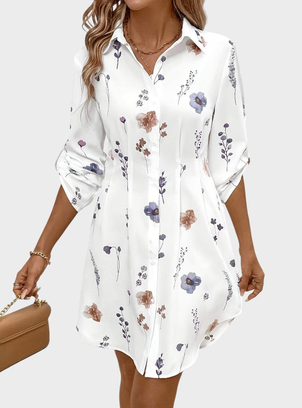 Noémia - Vestido camisa floral elegante