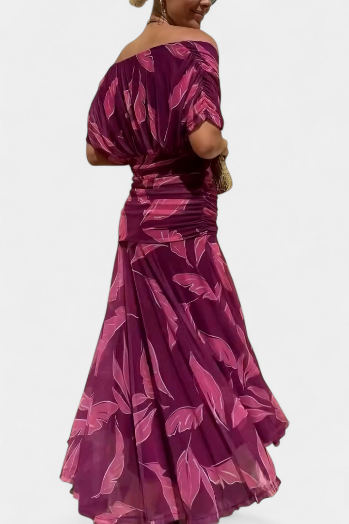 Florendra | Vestido Longo com Padrão Floral e Decote em V