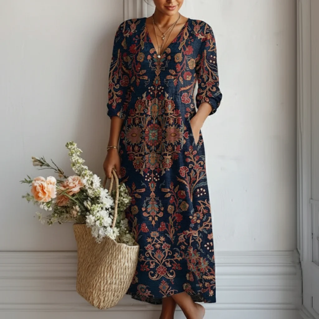 Andreia | Vestido longo de estilo étnico