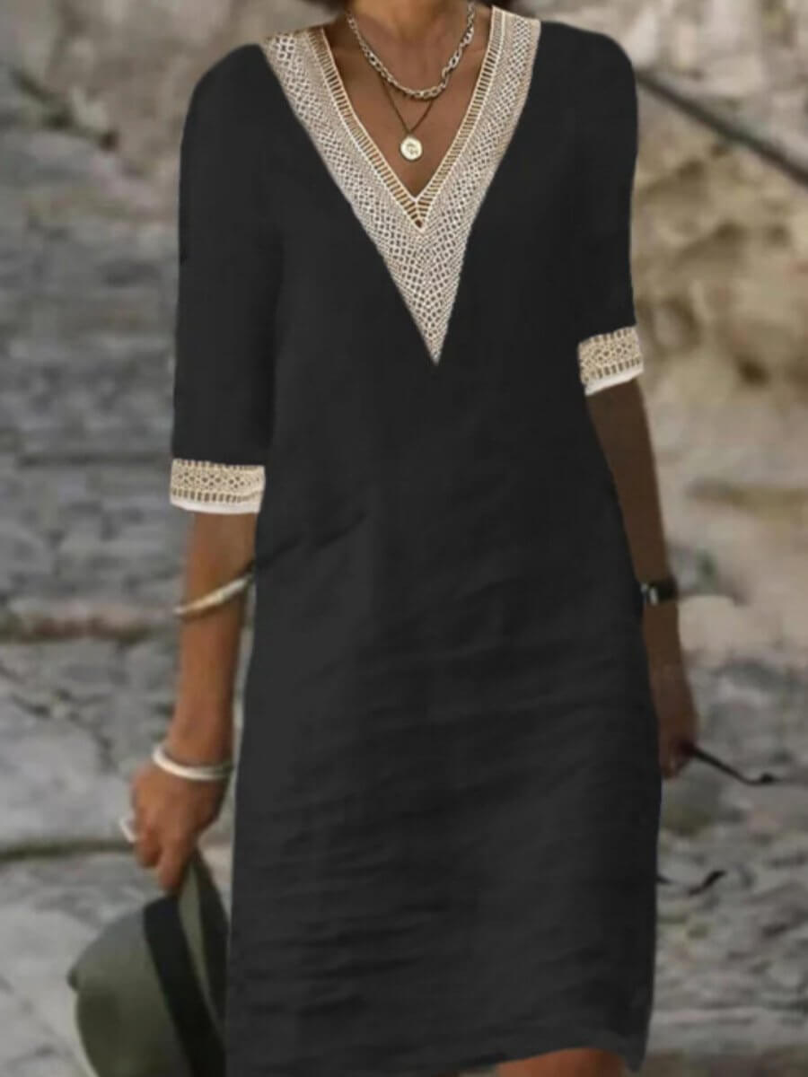 Camila - Vestido Casual de Algodão e Linho