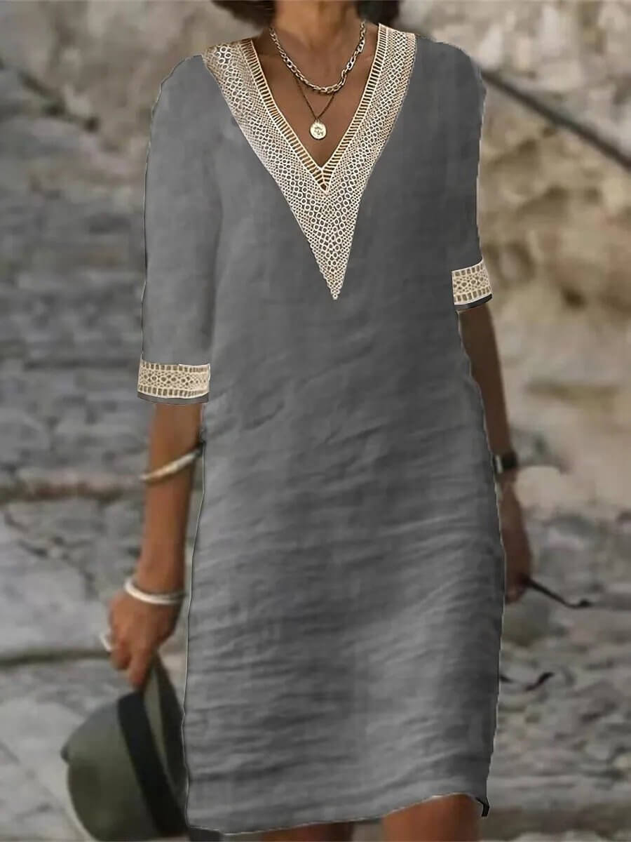 Camila - Vestido Casual de Algodão e Linho
