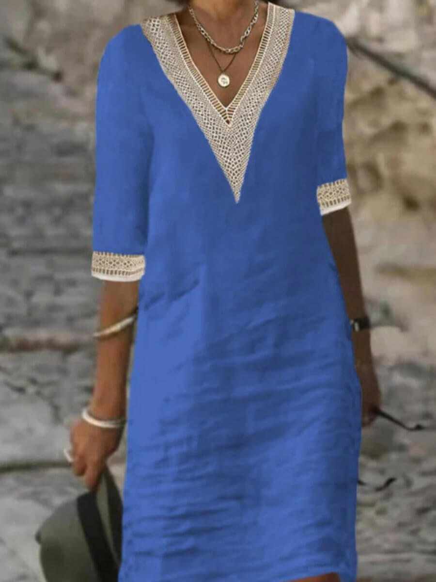 Camila - Vestido Casual de Algodão e Linho