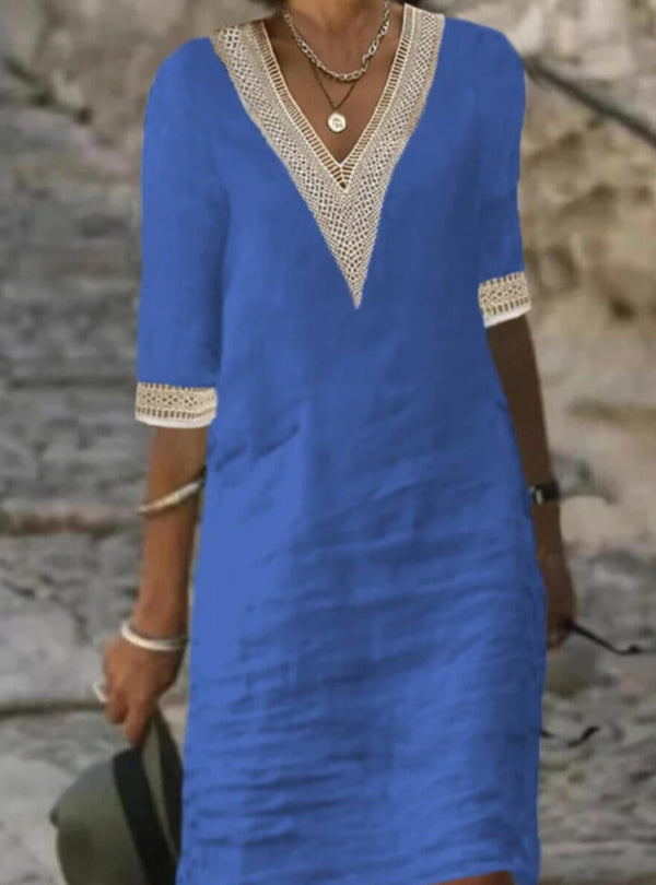 Camila - Vestido Casual de Algodão e Linho