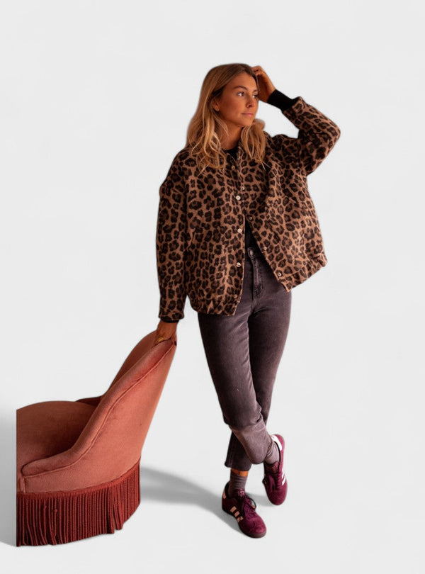Rosa - Casaco moderno com padrão leopardo