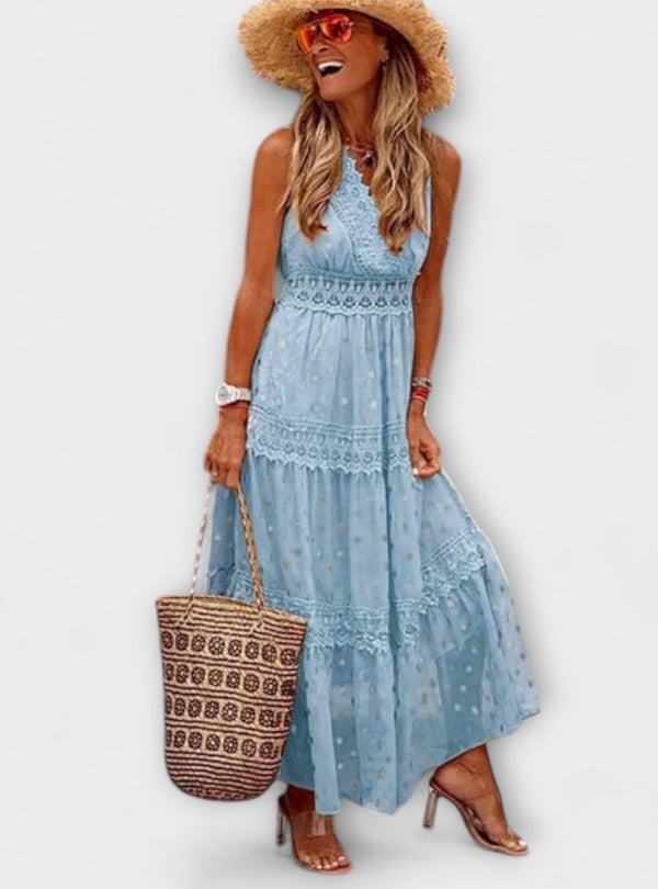 Lola - Vestido maxi com renda boho