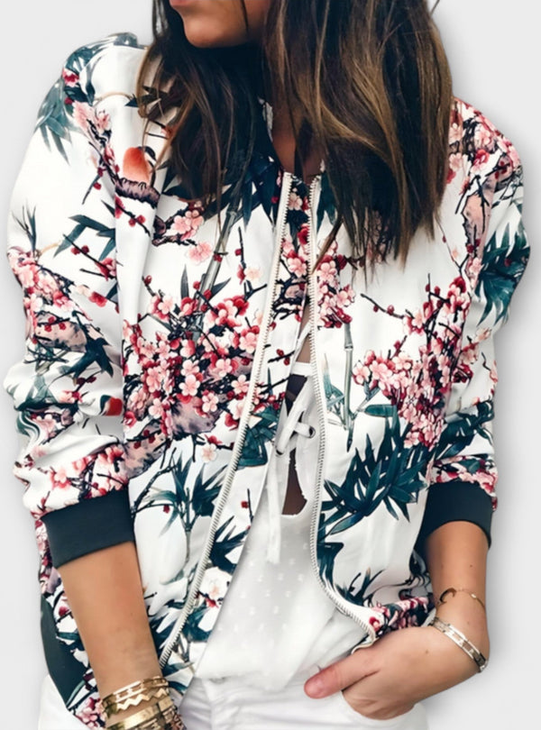 Andreia - Casaco bomber elegante com padrão floral