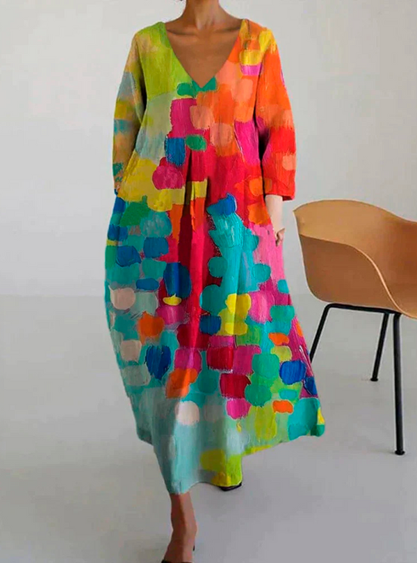 Anastacia - Vestido colorido com decote em V