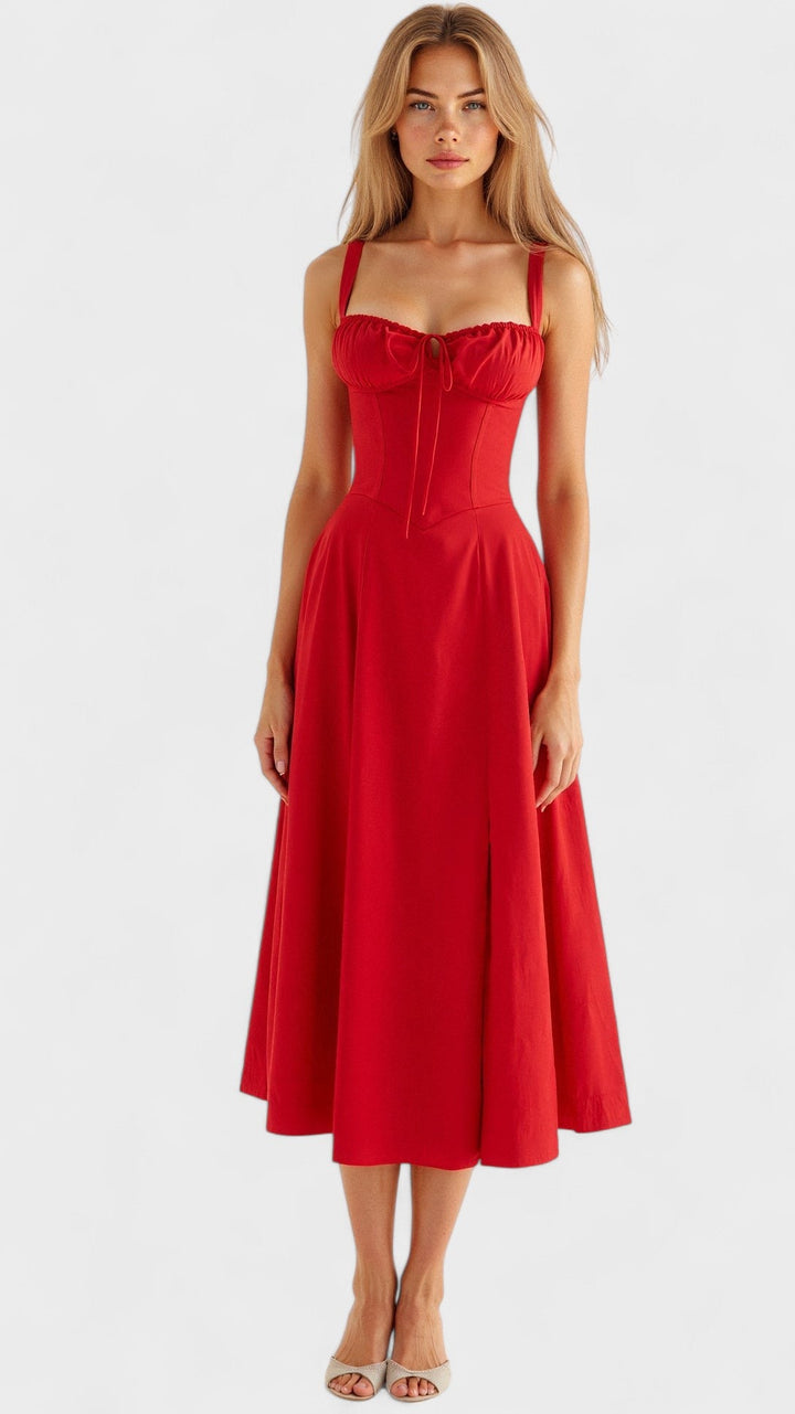Carolina - Vestido Floral com Corpete Ajustado