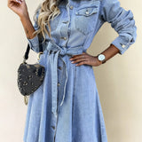 Luna | Vestido de Denim de Manga Longa