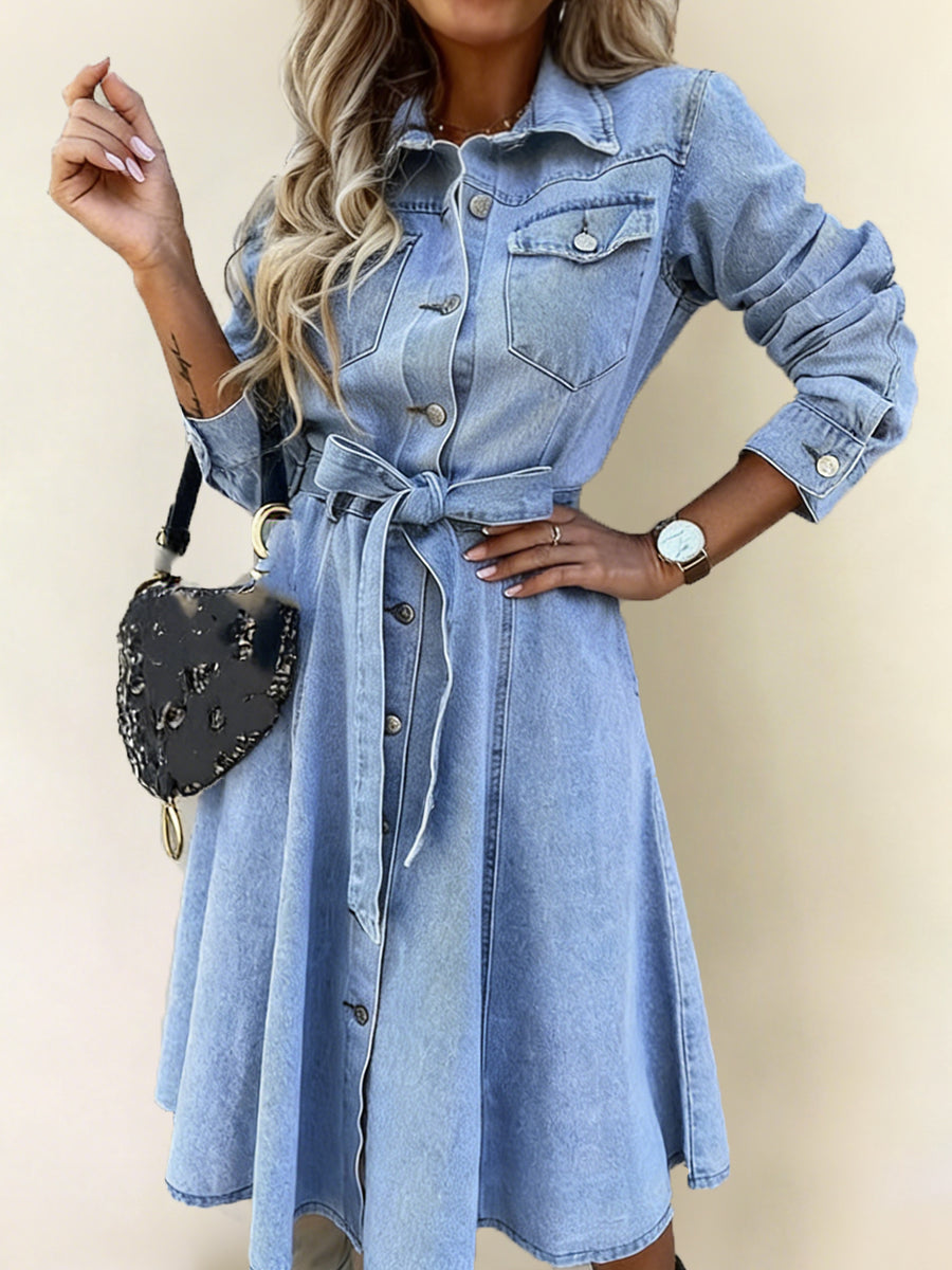 Luna | Vestido de Denim de Manga Longa