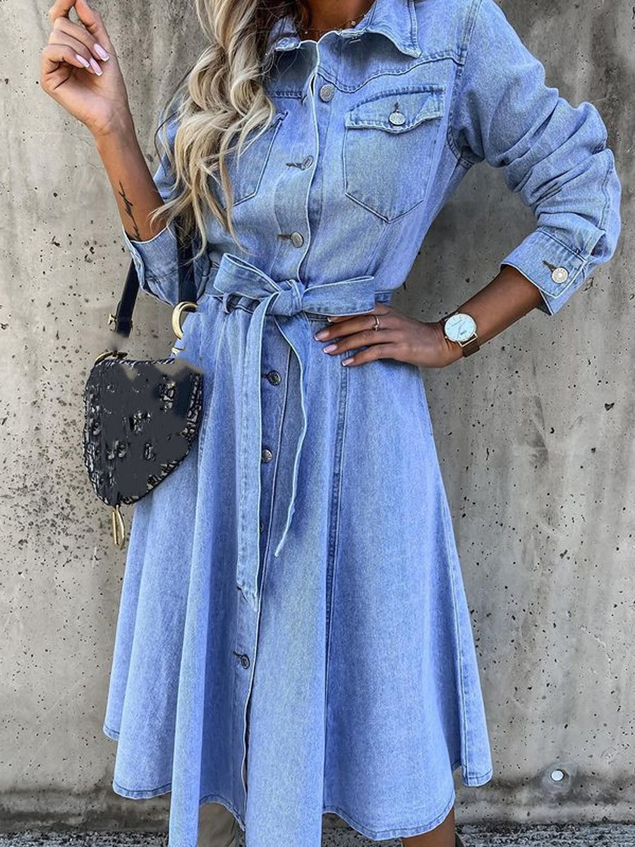 Luna | Vestido de Denim de Manga Longa