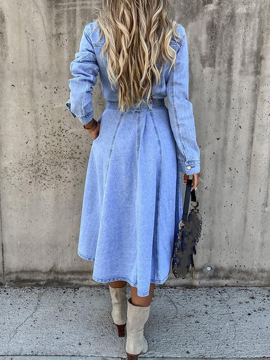 Luna | Vestido de Denim de Manga Longa