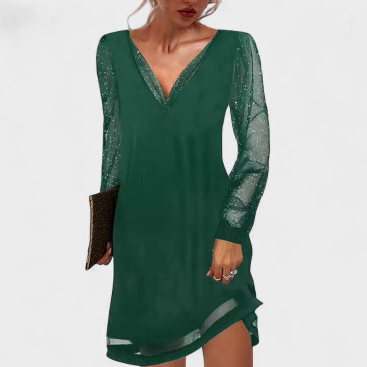 Matilda - Vestido de noite com mangas transparentes