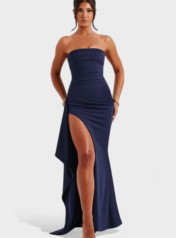 Cláudia - Vestido Comprido Elegante Sem Alças
